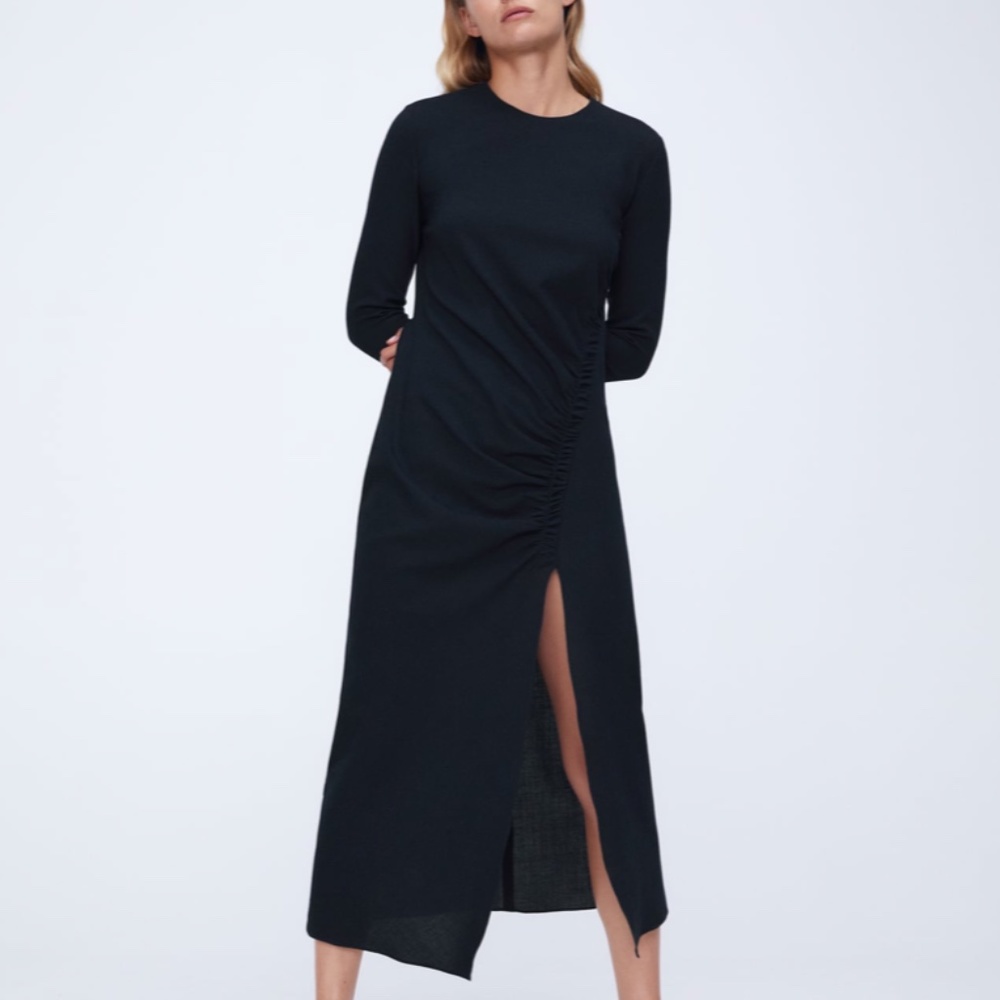 COPY - NWT ZARA Ruched Dress Blue